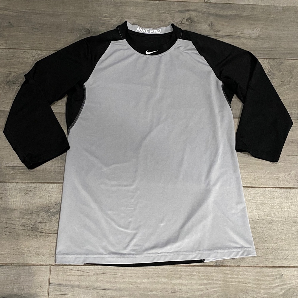 Nike Pro Black and Gray Raglan Shirt